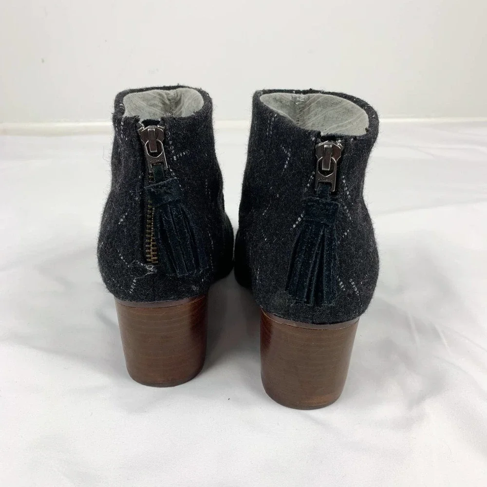 Toms Black Suede and Charcoal Tweed Ankle Booties